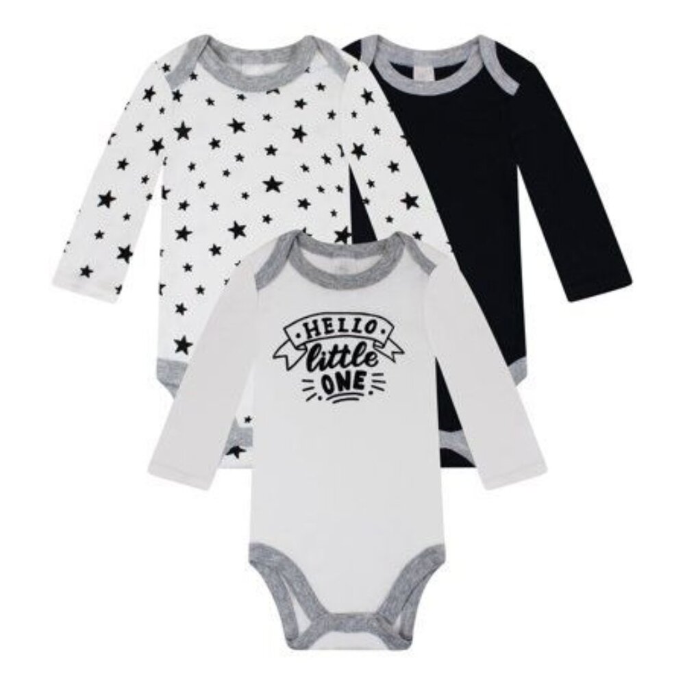 Baby Kiss Baby Boy Bodysuits  3-Pack  Long Sleeve  3-6